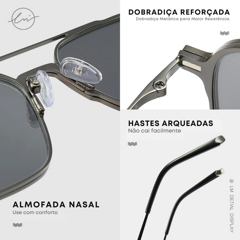 Óculos com Lentes Polarizadas 3 em 1, Anti Luz Azul e Armação em Titânio (ÚLTIMAS UNIDADES)